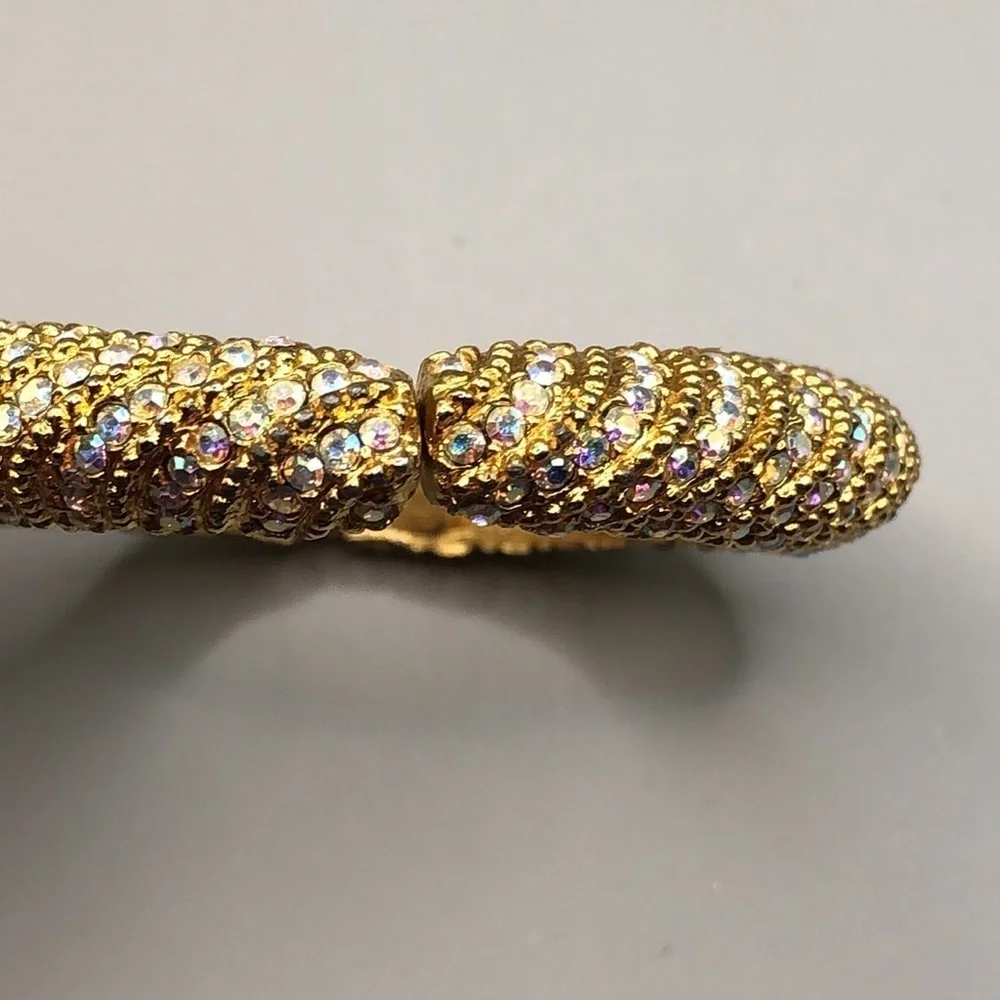 Vintage dazzling AB statement bracelet clamper/hinge small wrist.